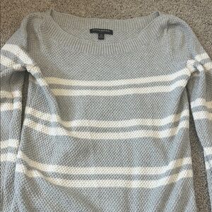 Banana Republic Gray and Cream Striped Sweater